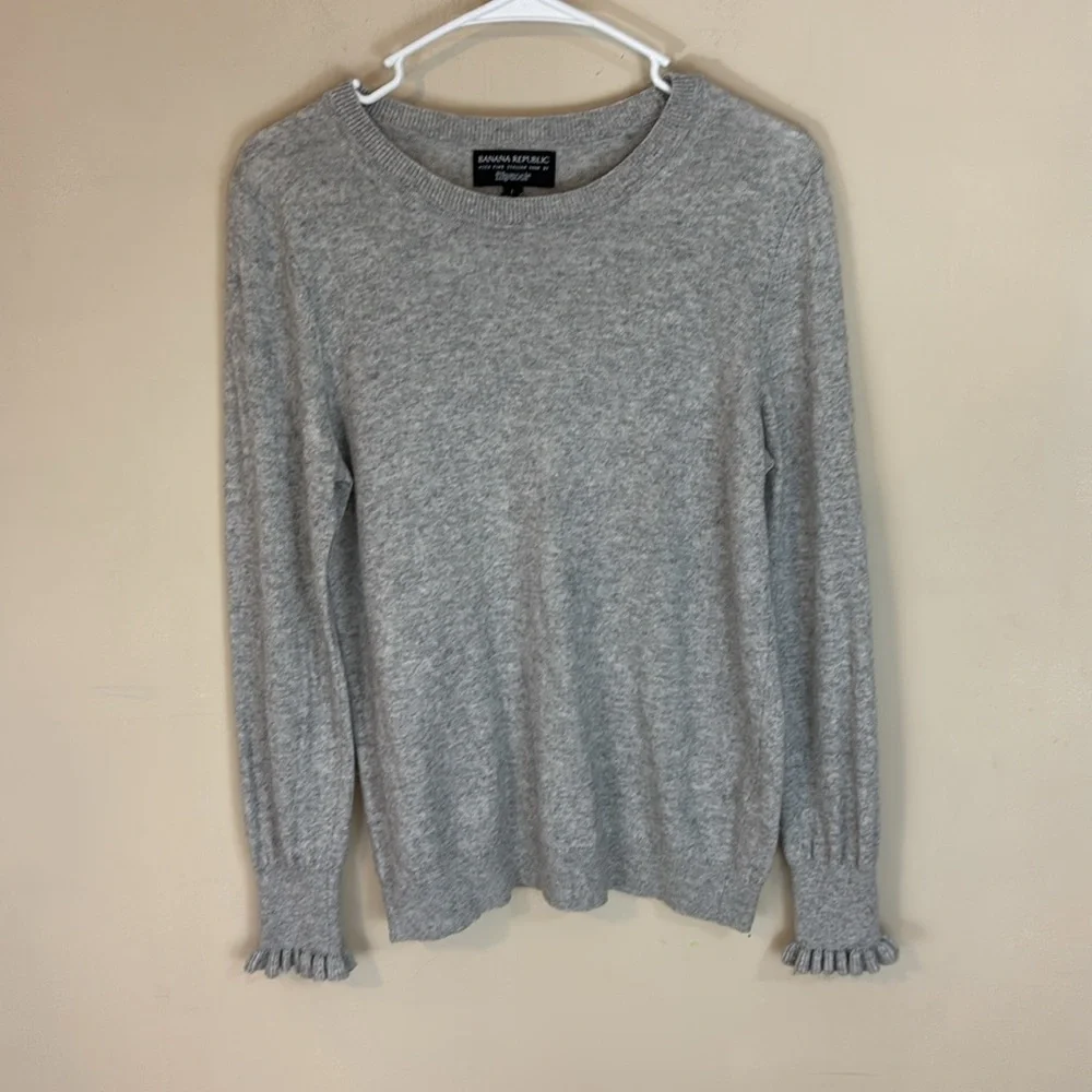 Banana Republic Fine Italian Yarn Filpucci Gray Wool Cashmere Blend Sweater L